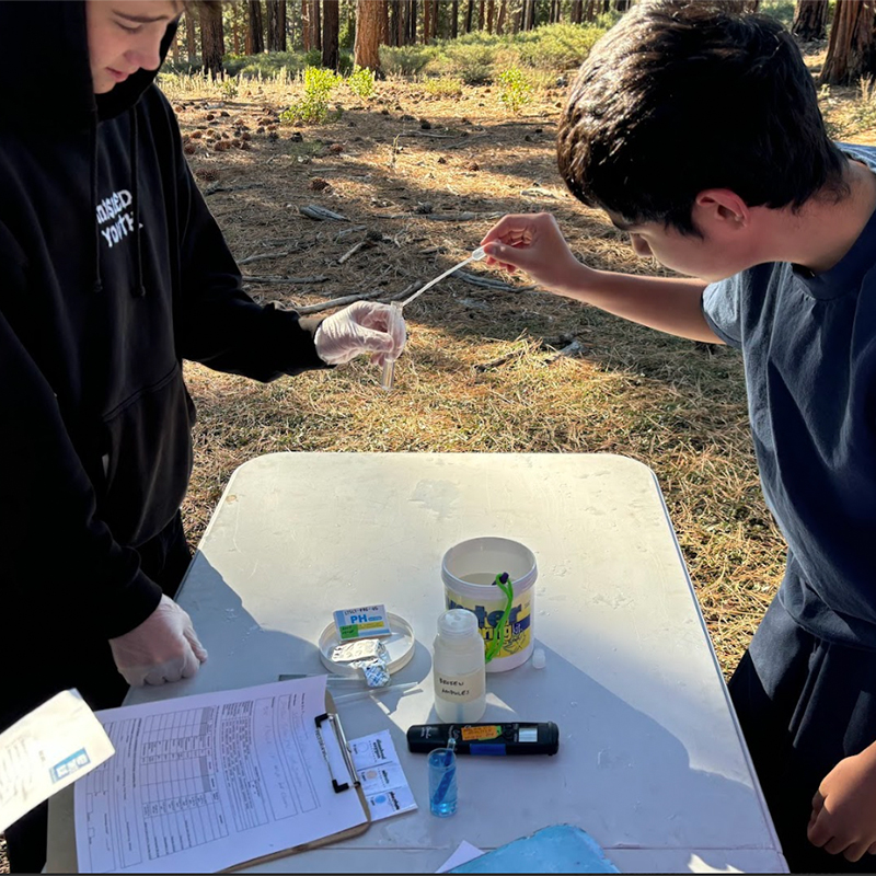 Students testing water clarity at Enviro Day.